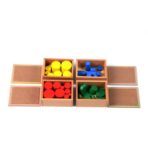 boite des 10 cylindres de 4 couleurs Montessori