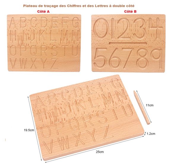 plateau de traçage des lettres et des chiffres