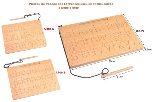 plateau de traçage des lettres Majuscules et minuscules