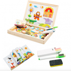 Boîte et Puzzles Créatifs Magnétiques avec Tableau et Ardoise