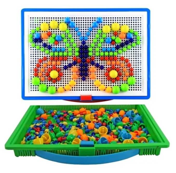 Kit de clous en forme de champignon pour enfants, 296/592 pièces, jouets  éducatifs, Puzzle d'images en mosaïque, à faire soi-même, idée cadeau