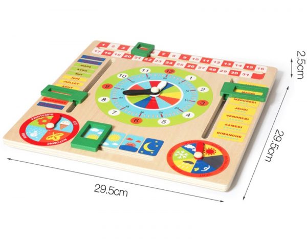 Horloge et calendrier en bois pour enfant