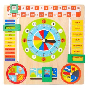 Horloge et calendrier en bois pour enfant