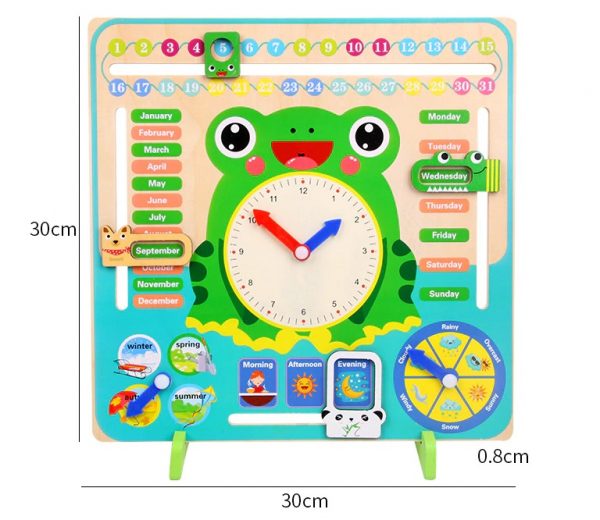 Horloge et calendrier en bois pour enfant