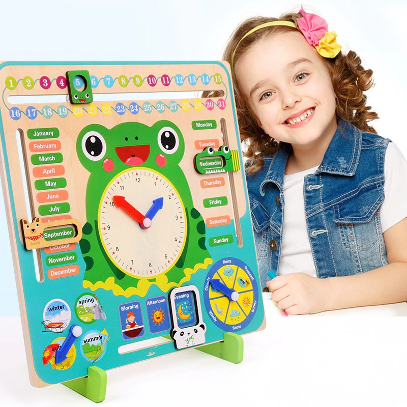 Horloge et Calendrier en Bois pour Enfant Montessori : NIDOSSORI