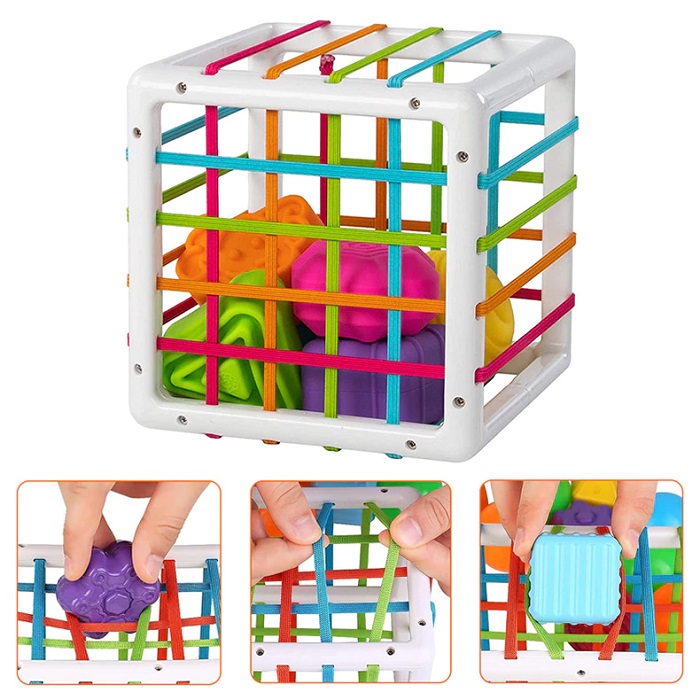 Jouet de Tri de Forme de Bébé, Jouet Sensoriel Eveil Jeux Educatif  Montessori Cube Jouets Blocs de Tri des Formes Cadeau de Anniversaire pour  Bebe Enfant 6 9 12 18 Mois 1