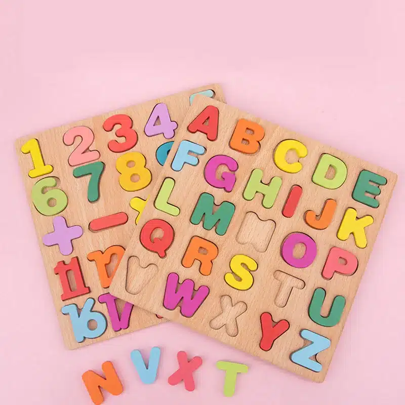 Puzzle Alphabets et Chiffres en Bois Montessori jouet éducatif